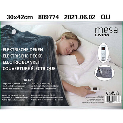 Mesa Living elektrische deken antraciet 180x130